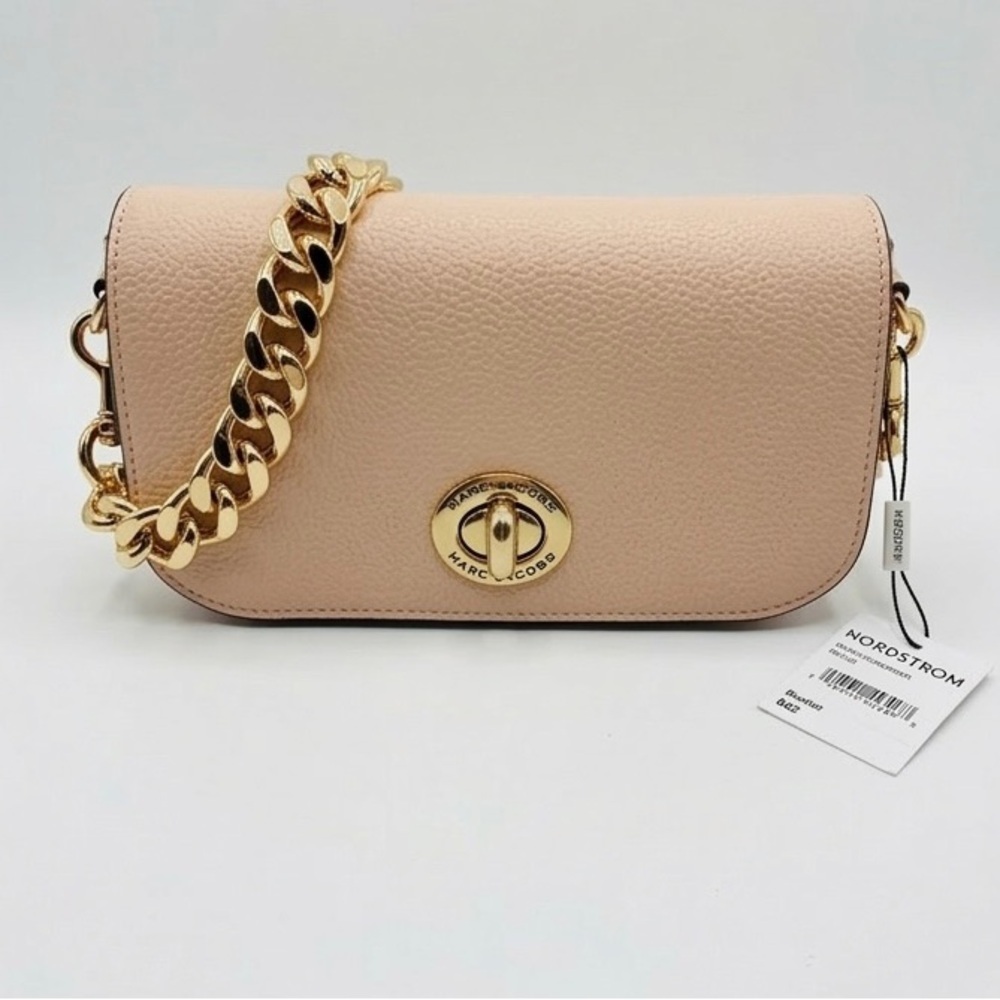 Marc Jacobs Blush Pink Pebbled Leather Crossbody with Gold Chain